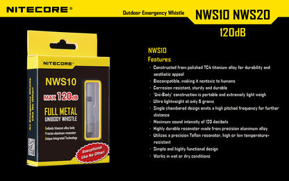 NITECORE NWS10 Titanium Emergency Whistle