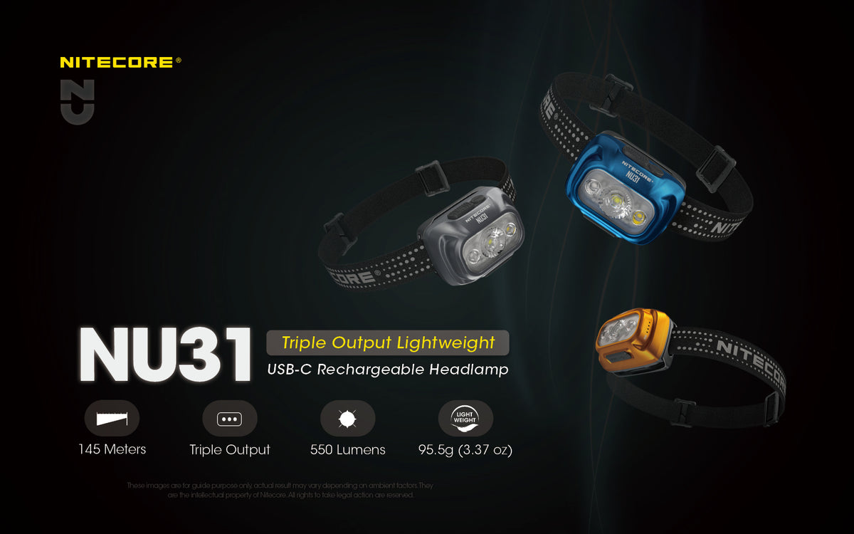 NITECORE NU31 USB-C Rechargeable Headlamp | 550 Lumens