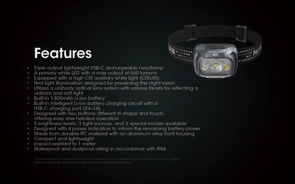 NITECORE NU31 USB-C Rechargeable Headlamp | 550 Lumens