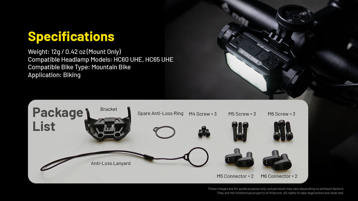 NITECORE BM06 Headlamp Bike Mount for HC60 UHE & HC65 UHE