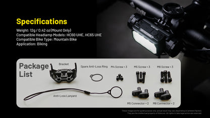NITECORE BM06 Headlamp Bike Mount for HC60 UHE & HC65 UHE